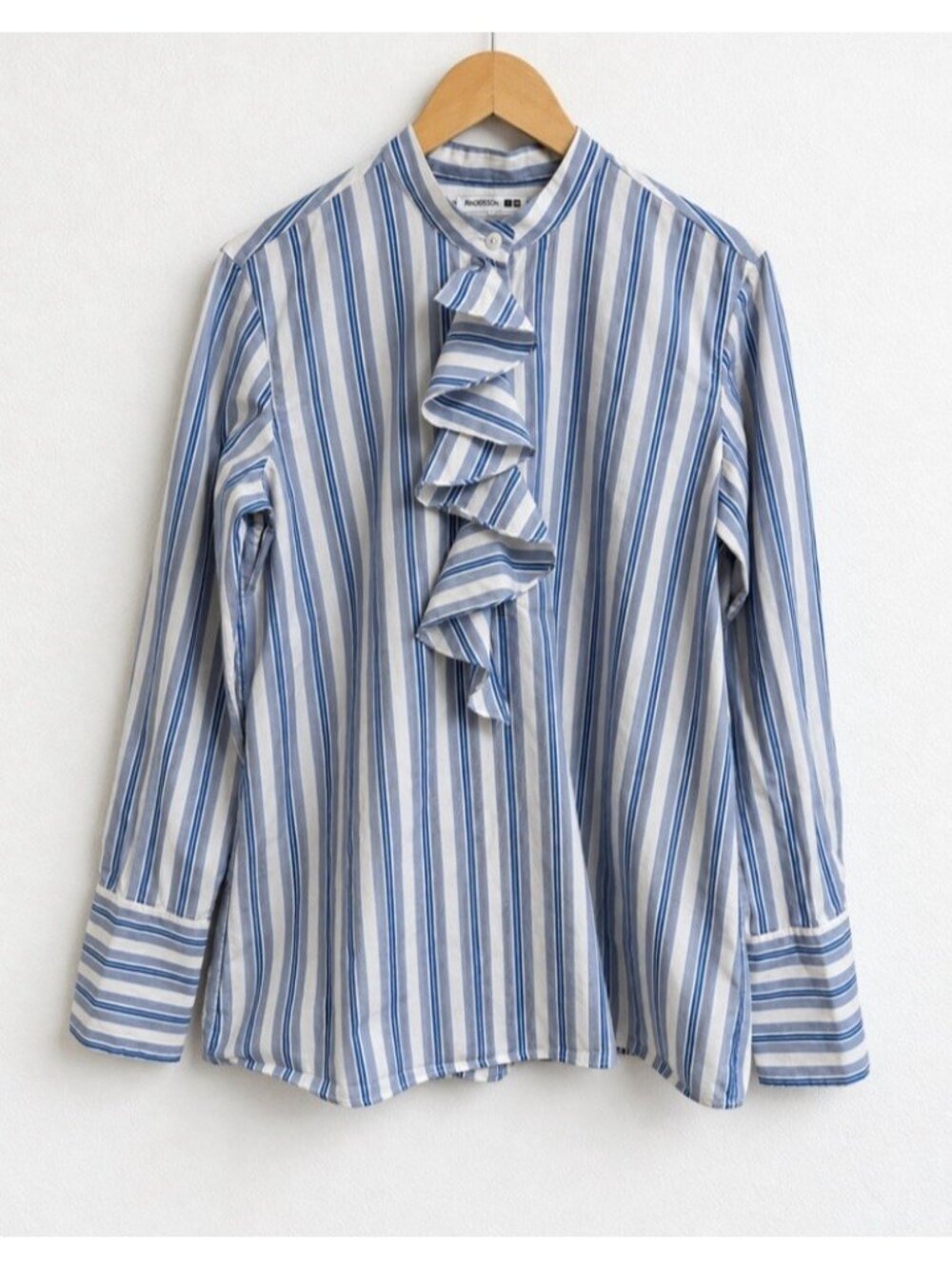 Uniqlo x JW Anderson Striped Ruffle Blouse Cotton Blue White Women’s L